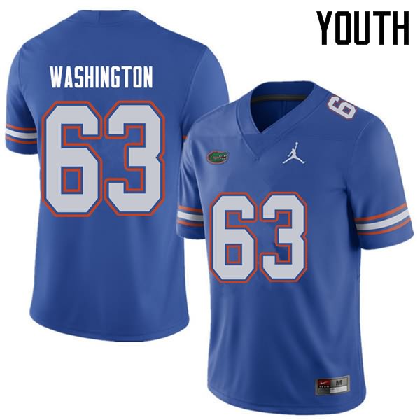 Youth NCAA Florida Gators James Washington #63 Stitched Authentic Jordan Brand Royal College Football Jersey GTL0765DH